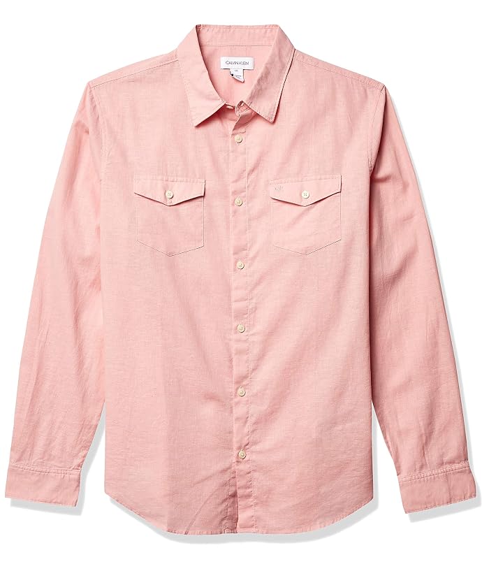 Calvin Klein Long Sleeve Stretch Cotton Linen Button Down Shirt