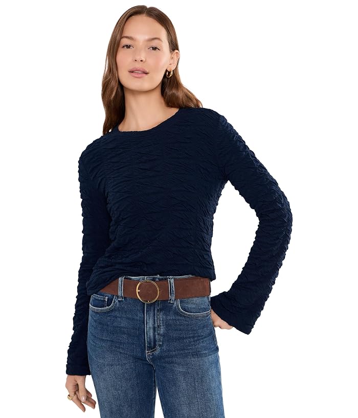 Liverpool Los Angeles Long Flare Sleeve Crew Neck Knit Top
