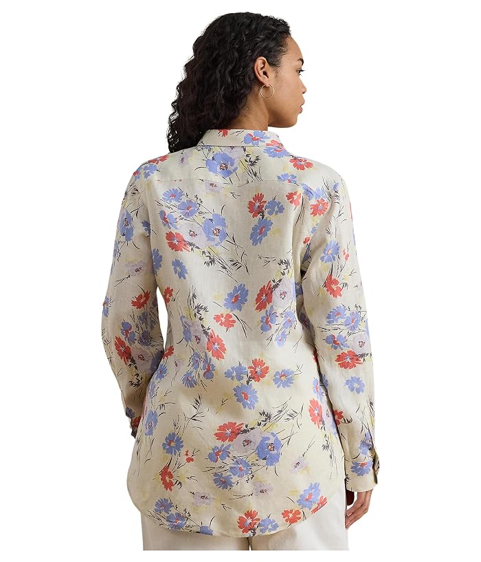 Lauren Ralph Lauren Plus Size Relaxed Fit Floral Linen Shirt - Image 3