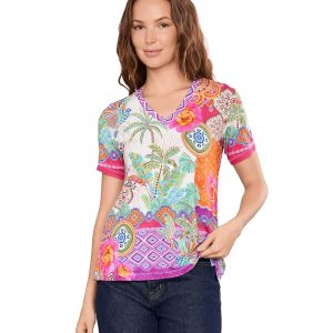 Johnny Was The Janie Favorite Short Sleeve V-Neck Swing Tee