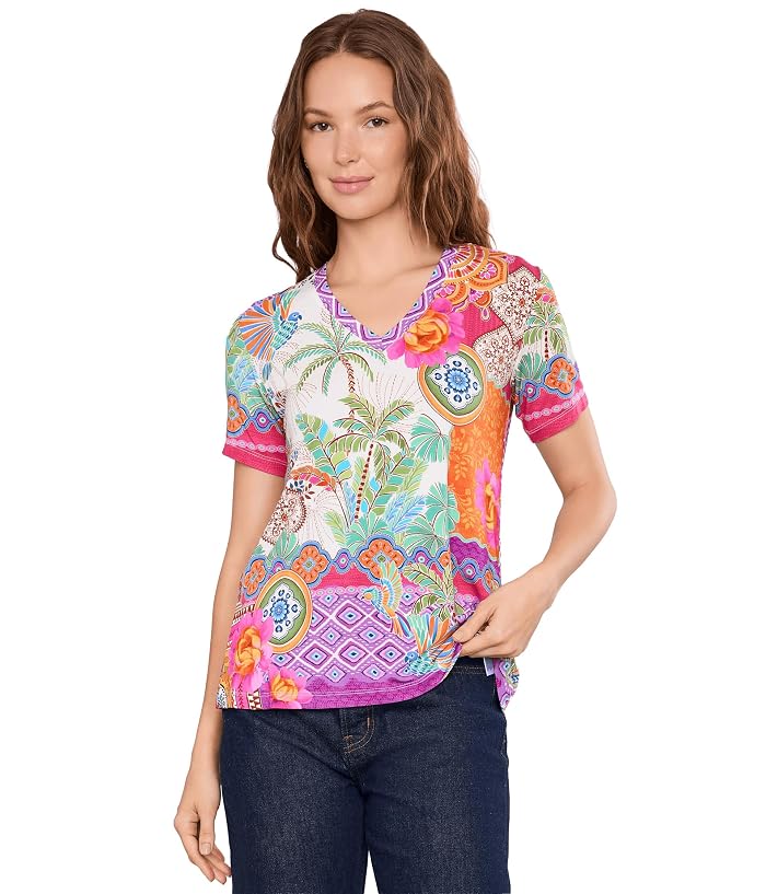 Johnny Was The Janie Favorite Short Sleeve V-Neck Swing Tee