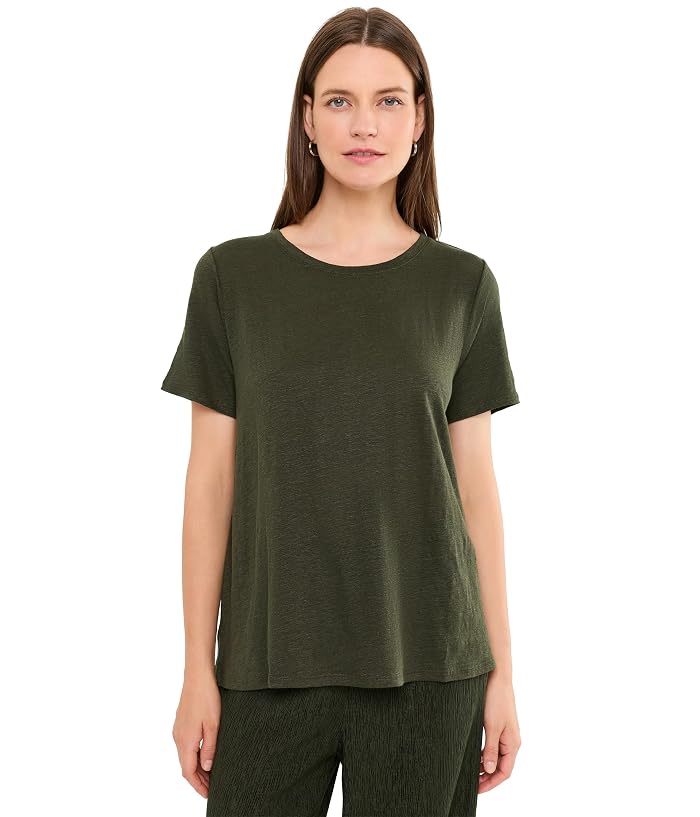 Eileen Fisher Organic Linen Jersey Crew Neck Short Sleeve Tee