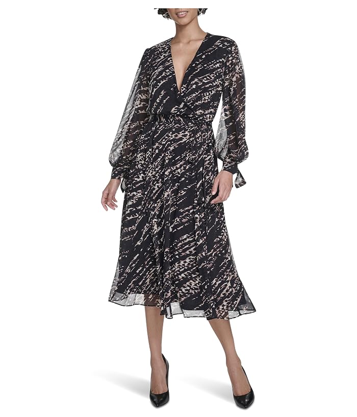 Calvin Klein Long Sleeve Chiffon Shirtdress
