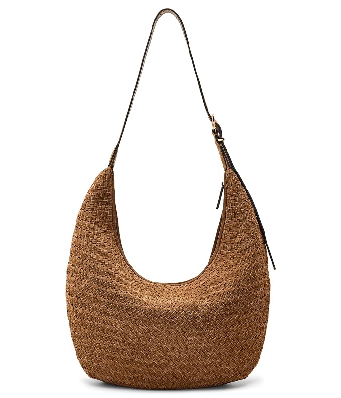Madewell The Essential Curve Shoulder Bag in Handwoven Suede