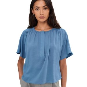 Vince Camuto Short Sleeve Front Shirring Blouse
