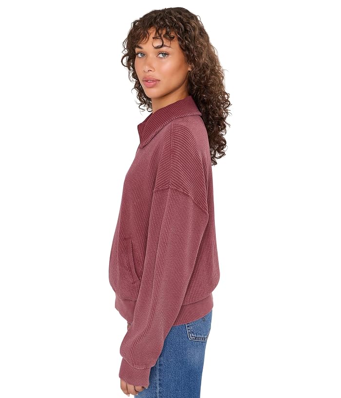 Mod-o-doc Long Sleeve 1/4 Zip Waffle Texture Sweatshirt - Image 3