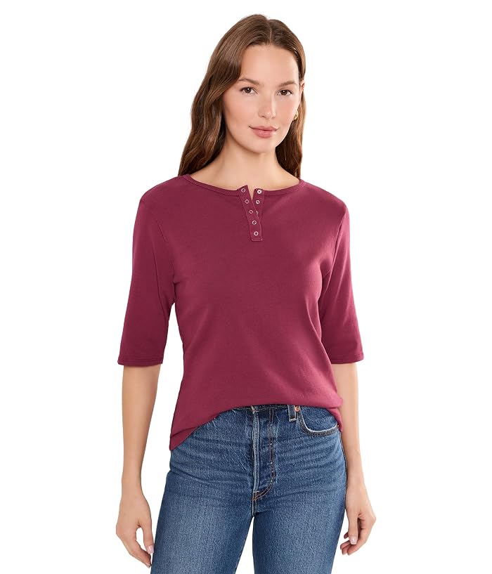 Michael Stars Andie Henley Elbow Sleeve Top