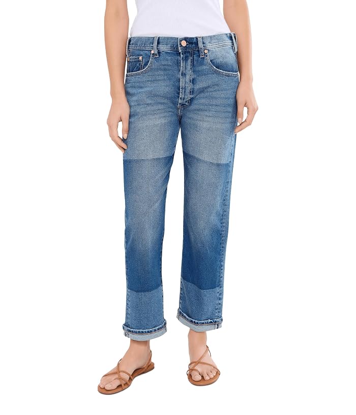 Liverpool Los Angeles 27" Sloane Slouchy Mid-Rise Girlfriend Cuffed Jeans with Removed Patch