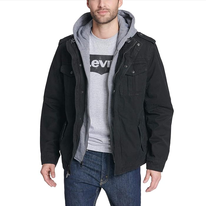Levi's® Levi's Washed Cotton Hooded Military Jacket - Image 3