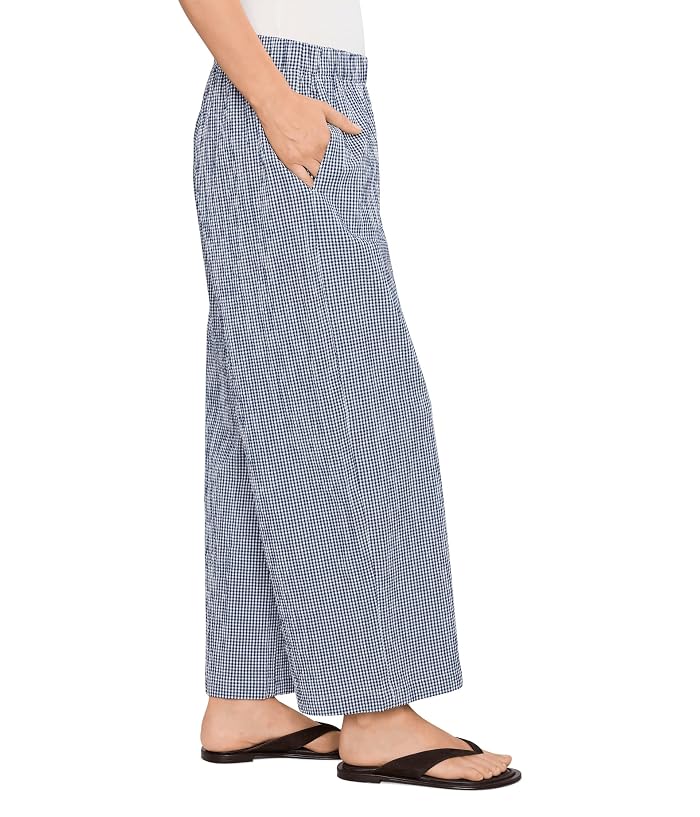 Eileen Fisher Organic Cotton Pucker Check Ankle Wide Pants - Image 3