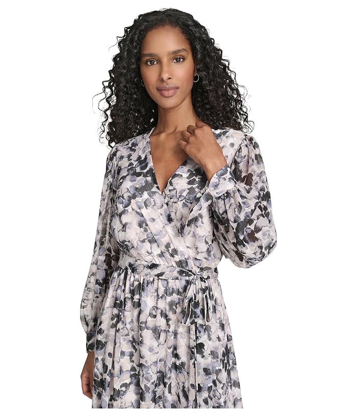 Calvin Klein V-Neck Long Sleeve Chiffon Midi - Image 4