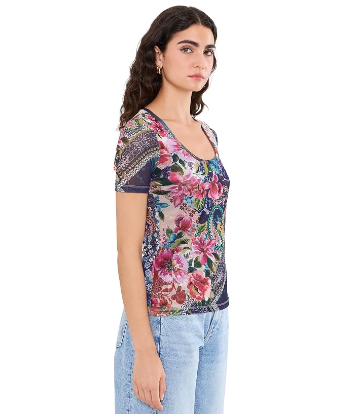 Johnny Was Short Sleeve Scoop Neck Mesh Tee - Image 3