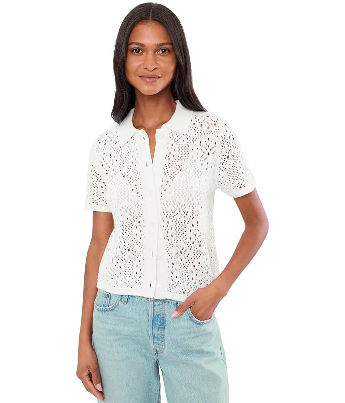 Splendid Beckham Crochet Polo Sweater