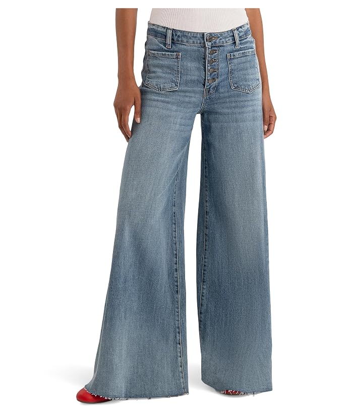 KUT from the Kloth Blake High-Rise Super Wide Leg W Patch Pockets Raw Hem