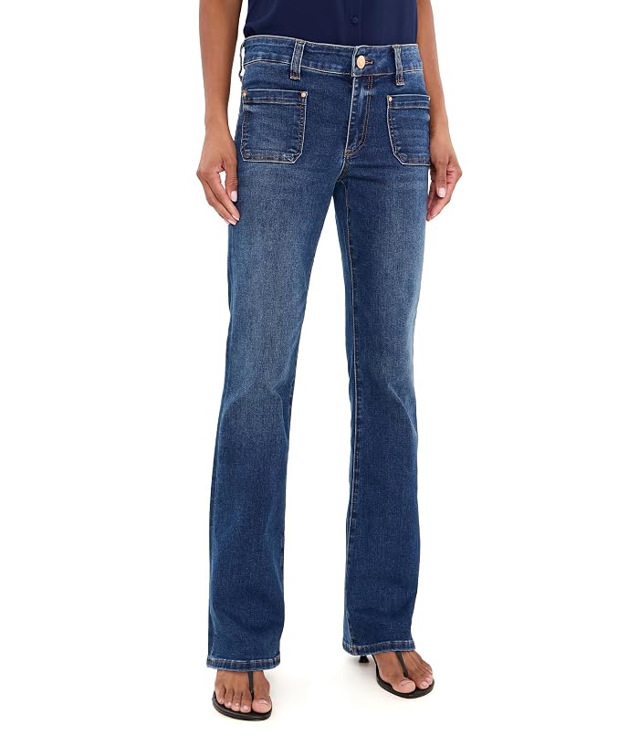 KUT from the Kloth Natalie Mid-Rise Flare with Patch Pocket Clean Hem