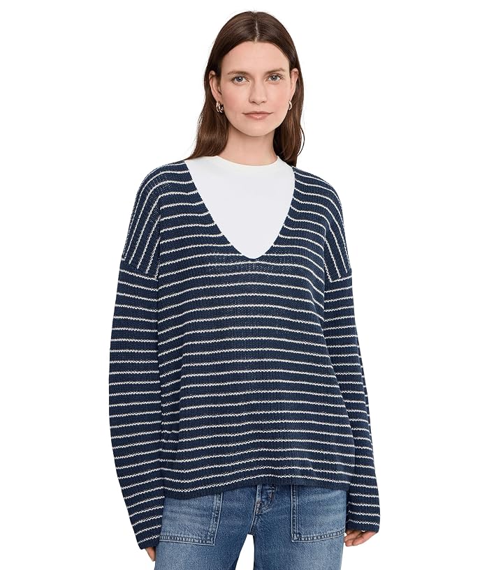 Faherty Miramar Linen Deep V Sweater