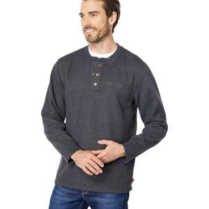 L.L.Bean Katahdin Iron Works Bonded Waffle Fleece Henley Slightly Fitted Regular