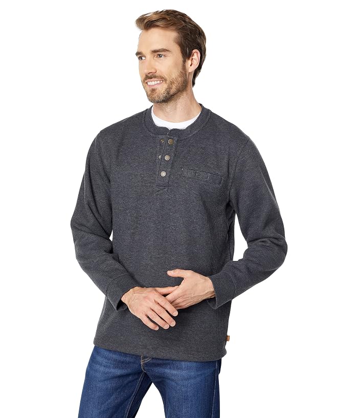 L.L.Bean Katahdin Iron Works Bonded Waffle Fleece Henley Slightly Fitted Regular