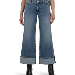 KUT from the Kloth Meg High Rise Fab Ab Wide Legs Roll Up Regular Hem