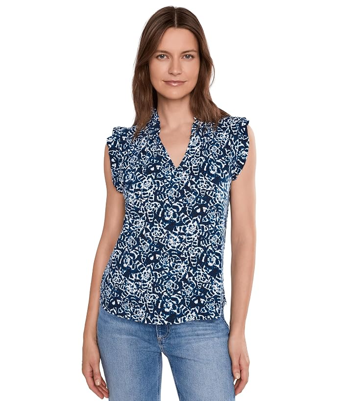 NIC+ZOE Shibori Lilies Soft Sleeve Top