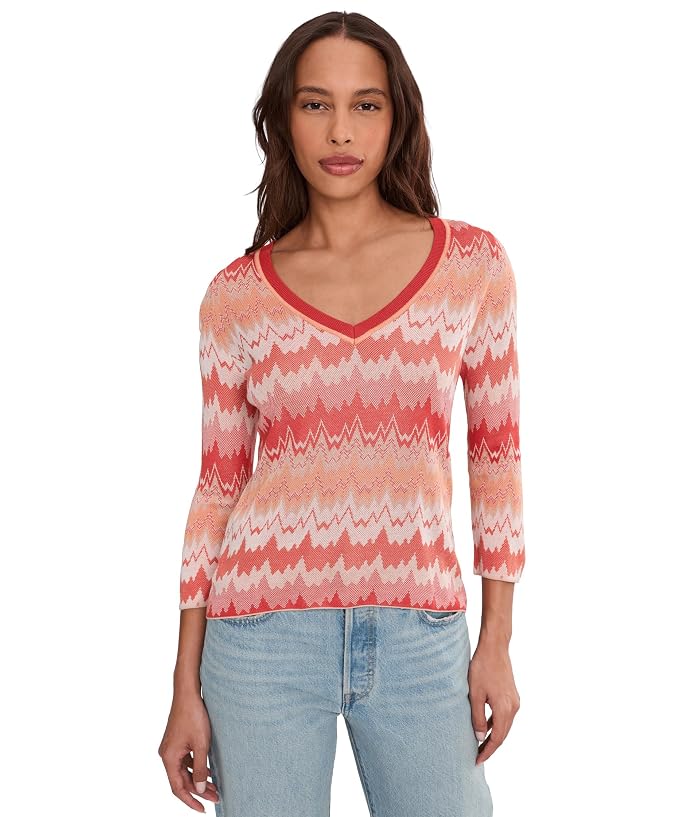 Liverpool Los Angeles 3/4 Sleeve V-Neck Sweater