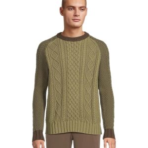 L.L.Bean Signature Cotton Fisherman Sweater, Crewneck, Colorblock