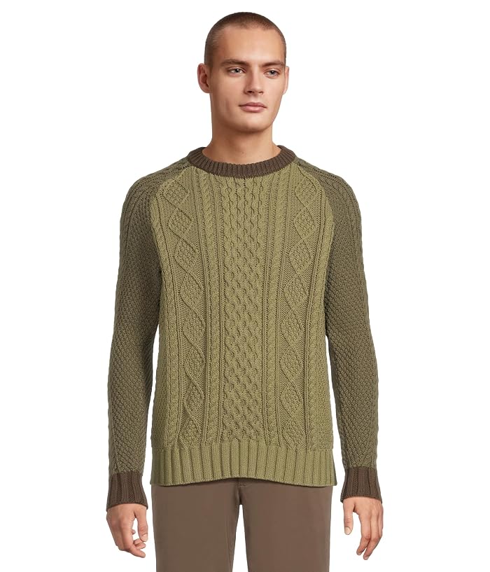 L.L.Bean Signature Cotton Fisherman Sweater, Crewneck, Colorblock