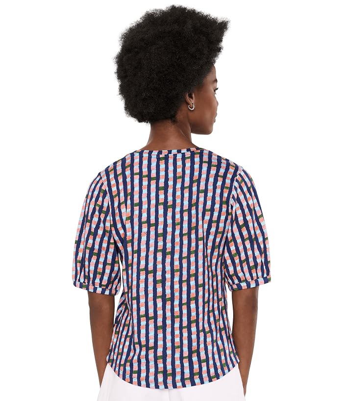 NIC+ZOE NZT Elbow Sleeve Reef Stripe V-Neck Tee - Image 4