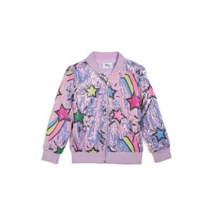 Lola and The Boys Lavender Shooting Star Sequin Bomber (Little Kid/Big Kig)