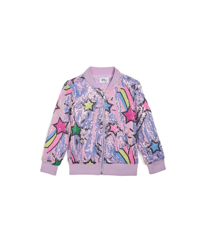 Lola and The Boys Lavender Shooting Star Sequin Bomber (Little Kid/Big Kig)