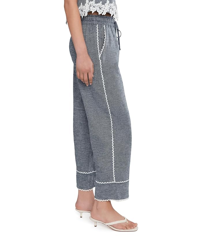 CeCe Linen Denim Elastic Waist Scallop Trim Pants - Image 3