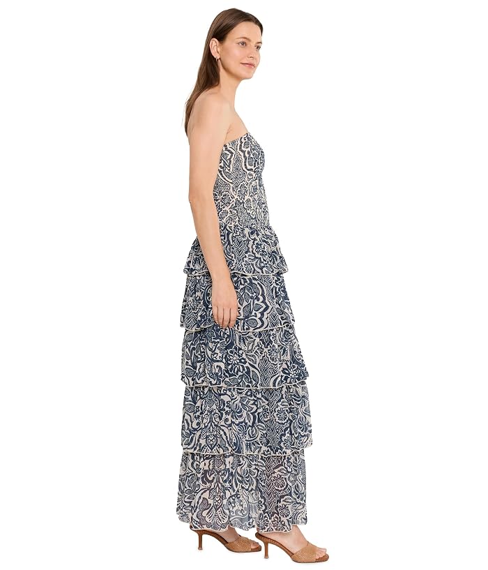 Avec Les Filles Batik Print Strapless Tiered Maxi Dress - Image 2