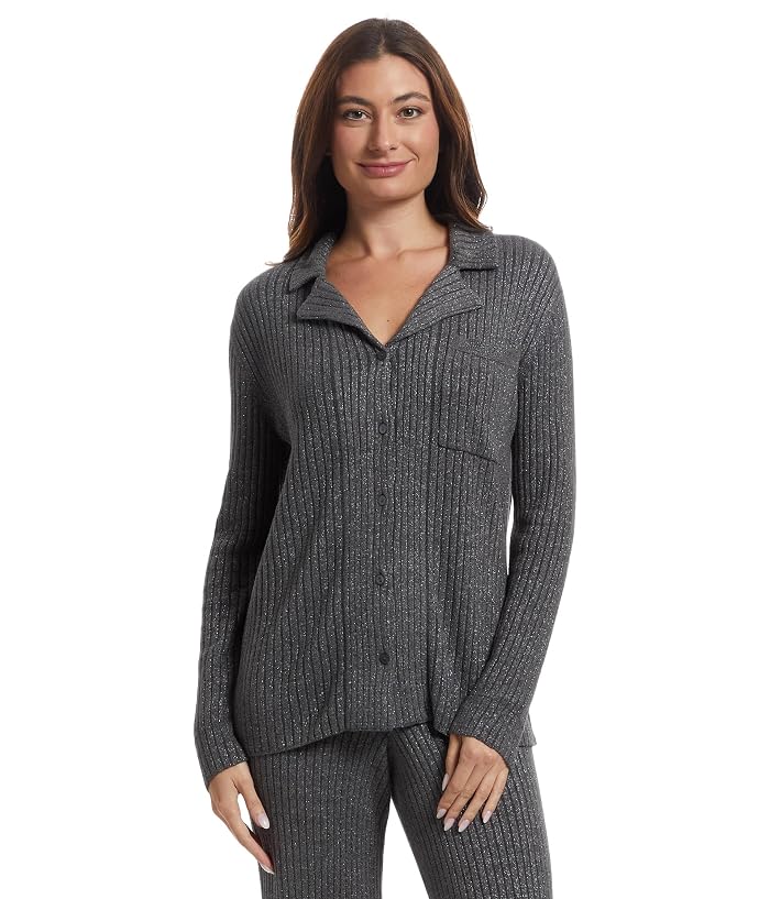 Barefoot Dreams CozyChic Ultra Lite® Lurex Rib Bottom Front Shirt