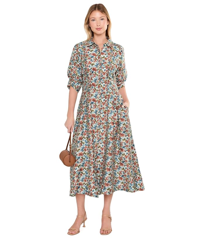 Vince Camuto Button-Up Shirt Dress with Pleat Darts On Bodice - Image 2