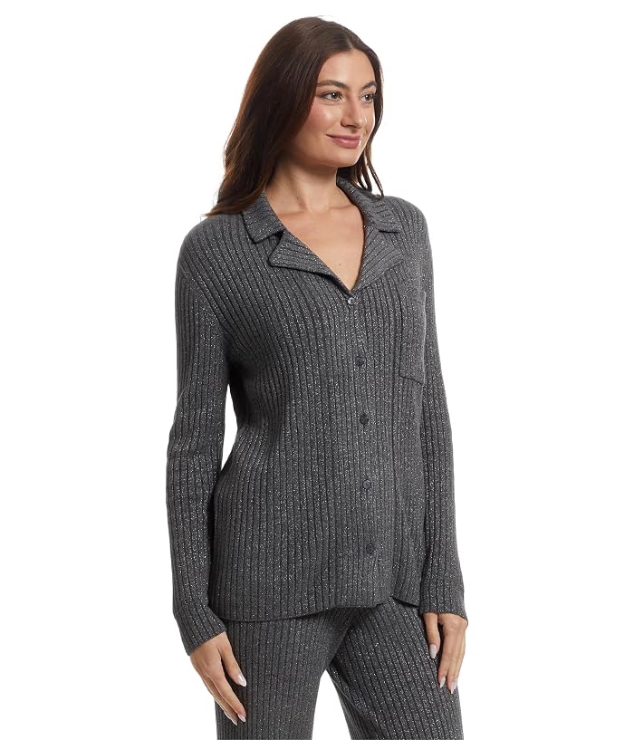 Barefoot Dreams CozyChic Ultra Lite® Lurex Rib Bottom Front Shirt - Image 2