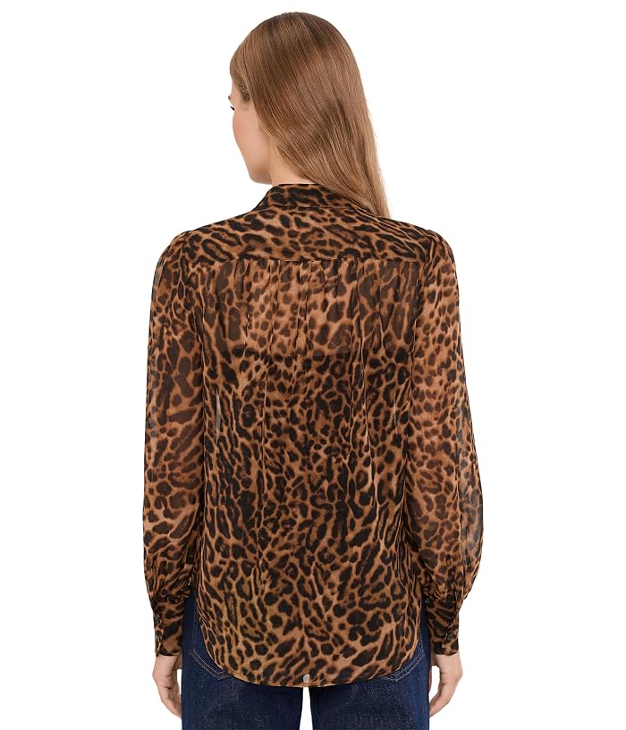 Lauren Ralph Lauren Petite Ocelot-Print Chiffon Tie Neck Blouse - Image 4