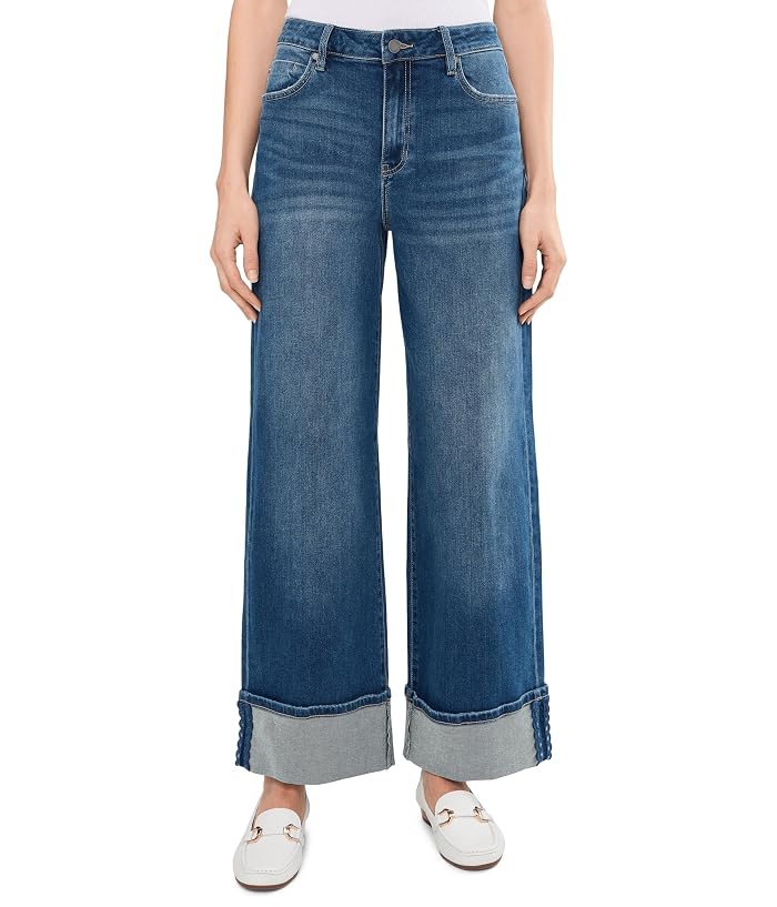 Liverpool Los Angeles Morgan Mid-Rise Cuffed Crop Wide Leg Jeans With Trim 30" Inseam