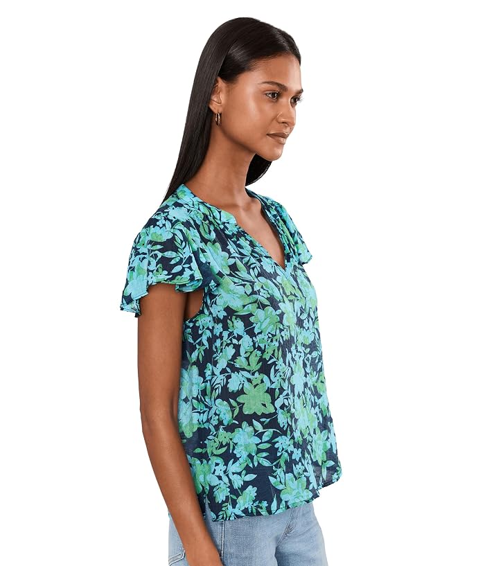 CeCe Floral Shirred Flutter Sleeve Top - Image 3