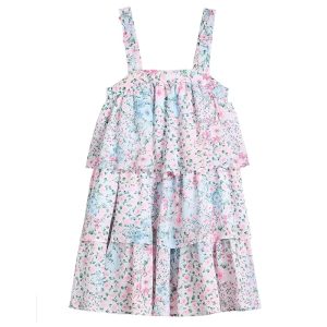 Janie and Jack Bold Floral Tiered Dress (Toddler/Little Kid/Big Kid)