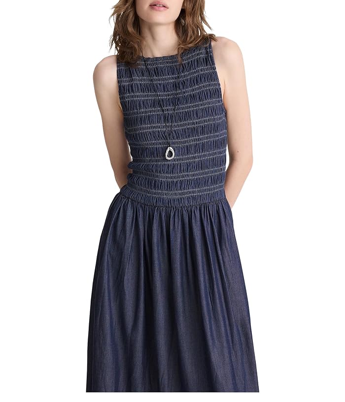 Madewell Denim Smocked Boatneck Maxi Dress - Image 4