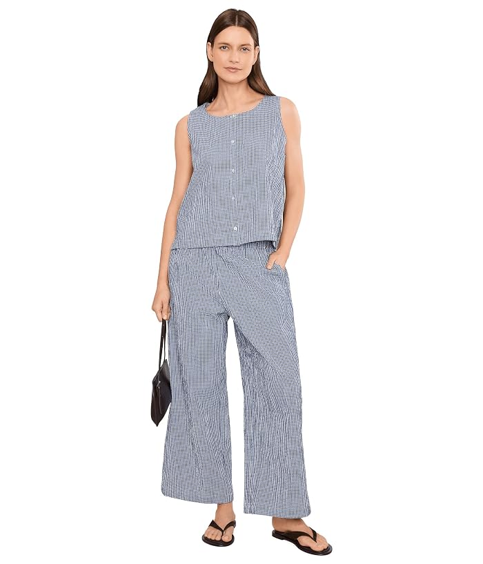 Eileen Fisher Organic Cotton Pucker Check Ankle Wide Pants - Image 2