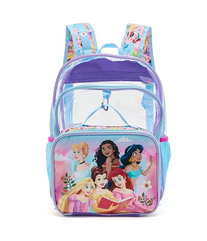 BIOWORLD Kids Disney Princess Three-Piece setclear backpack with lunch kit and carabiner (Little Kid/Big Kid)
