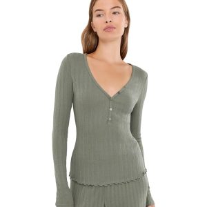 Eberjey Pointelle V-Neck Henley