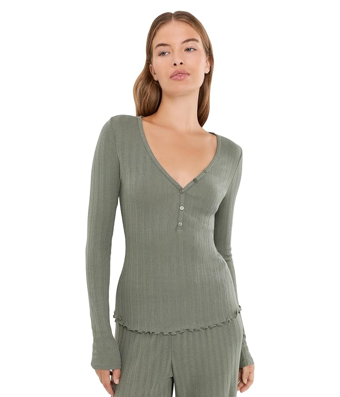 Eberjey Pointelle V-Neck Henley