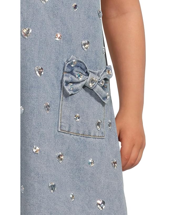 Lola and The Boys Crystal Heart Denim Bow Dress (Toddler/Little Kid/Big Kid) - Image 3