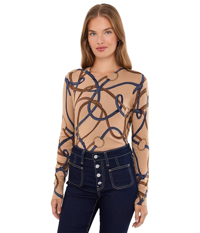 Lauren Ralph Lauren Petite Belting-Print Cotton-Modal Sweater