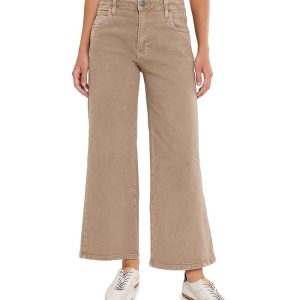 KUT from the Kloth Petite Meg High-Rise Wide Leg Side Panel in Milk Tea