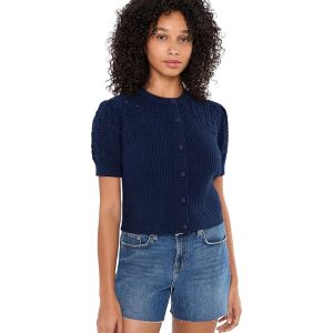 525 america Cici Bobble Knit Short Sleeve Cardigan