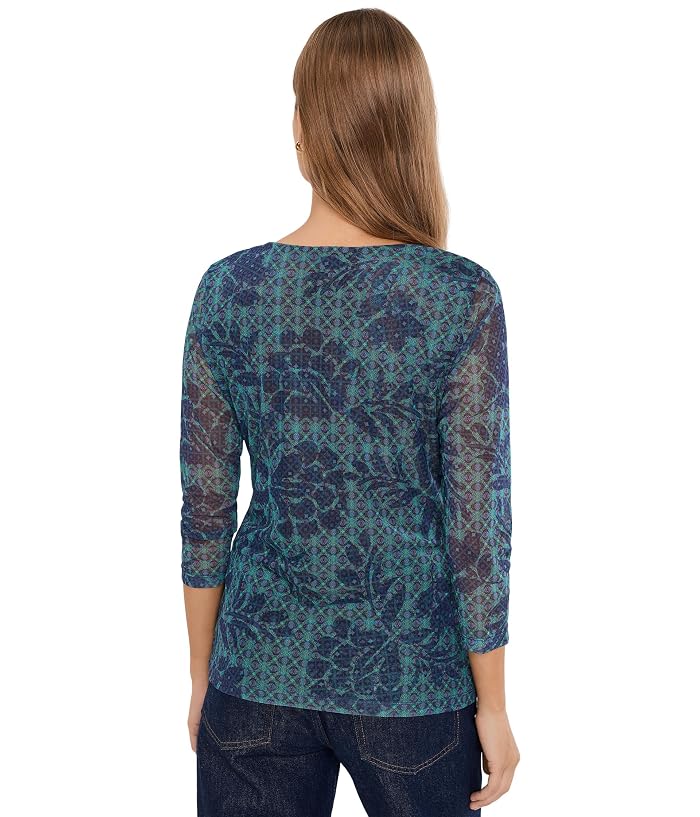 Johnny Was Ruched Button Front Mesh Tee - Image 4