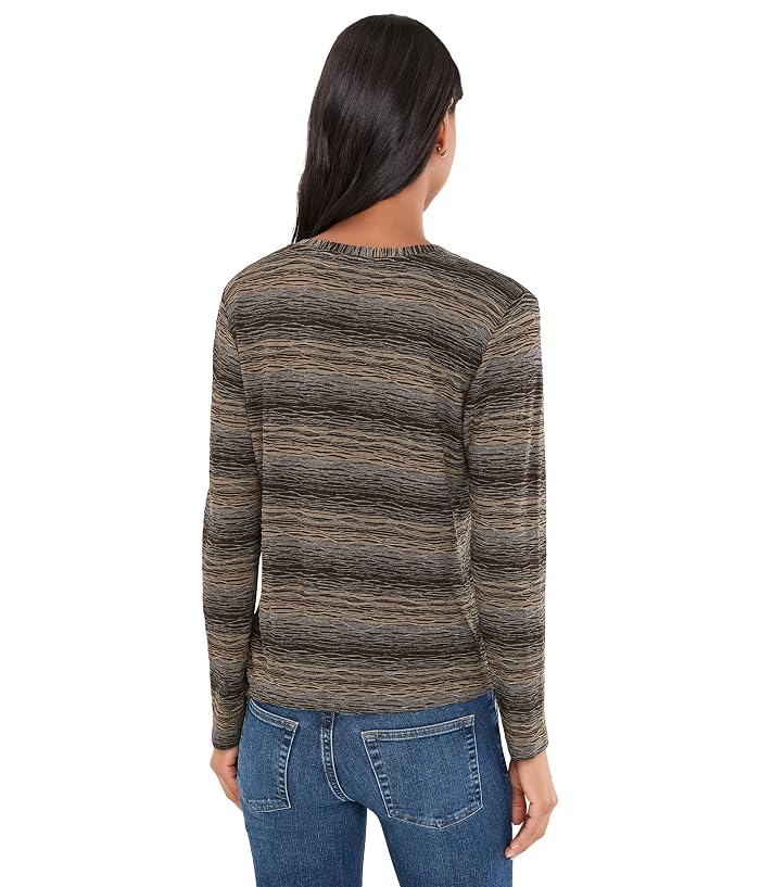 Elliott Lauren Blurred Lines, Long Sleeve Stripe V-Neck Top - Image 4